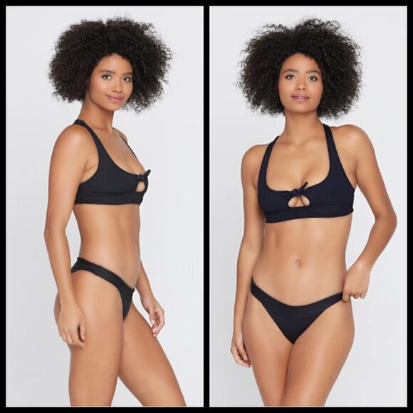 💕L*SPACE💕 Ribbed Bikini Tara Top + Veronica  Bottoms Black XS NWT - Picture 5 of 16